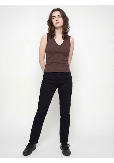 Slim Fit Kadın Bluz K.kol Kahverengi