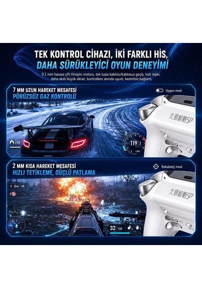 Kp50 Tmr Kablosuz Beyaz Gamepad 2.4g, Bluetooth, Kablolu