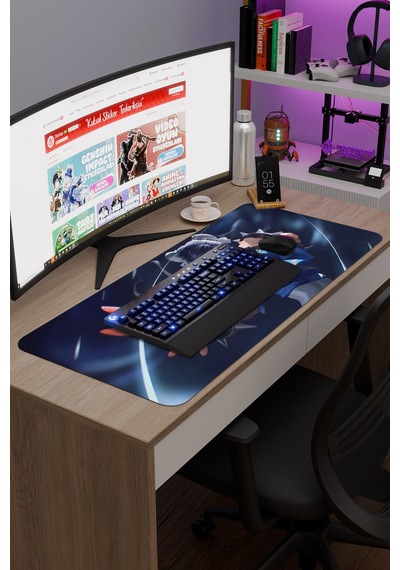 Street Fighter Kaymaz Dikişli Kauçuk Oyuncu Mousepad V5 - 90x40 Xxl Gaming Mouse Pad Fare Altlığı