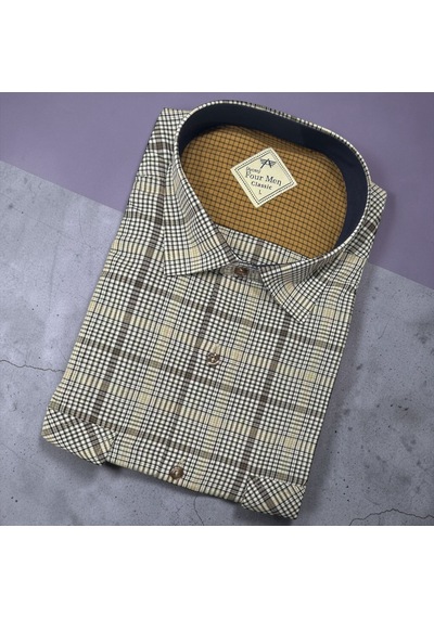 Eren Style Linen Keten Klasik %100 Cotton Kısa Kollu Terletmeyen Gömlek Bej