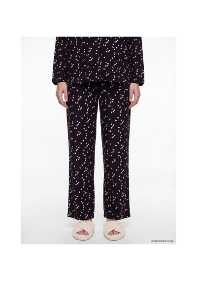 Lcw Dream Siyah Gömlek Yaka Kalp Baskılı Hamile Pijama Takımı