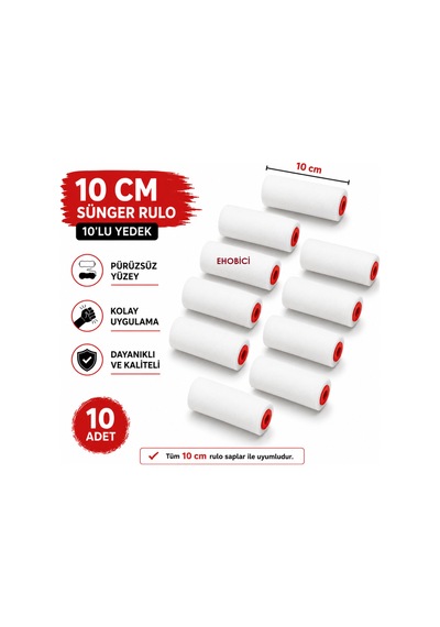 Sünger Rulo Yedeği 10cm Yedek Sünger 10 Lu Takım