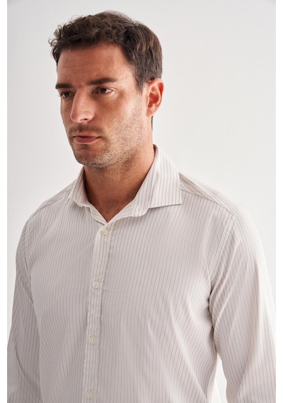 İmza Beyaz Yarım İtalyan Yaka Uzun Kol Cepsiz Slim Fit Cls Gömlek 1004255174 Optik Beyaz