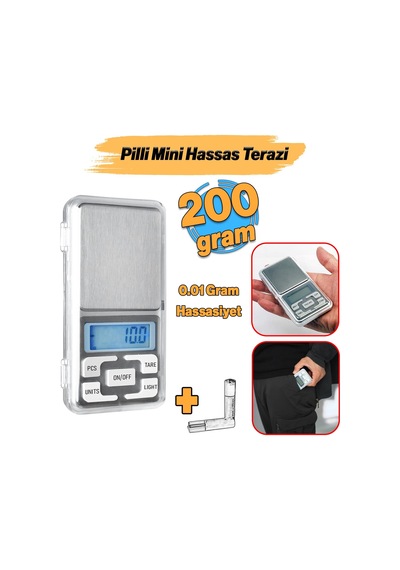 Tr Mini Dijital Hassas Terazi Lcd Ekran Pilli 0.01 Gr Hassasiyet 200 Gr Tartım Mutfak Tartısı Ölçüm Genel