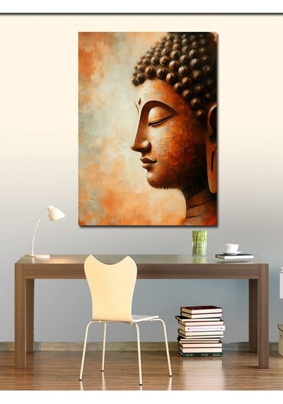 Kanvas Tablo Buda Heykeli Çizimi 70cmx100cm