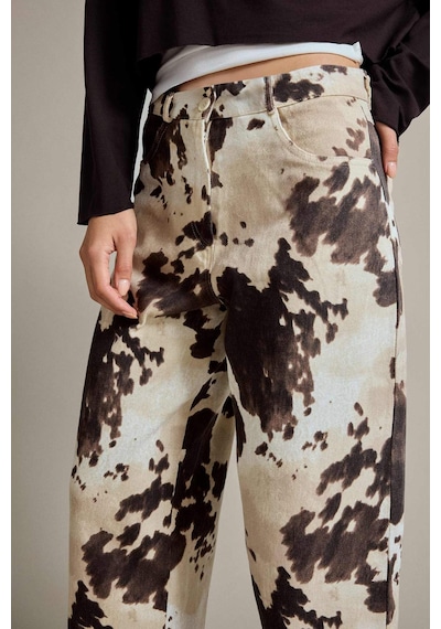 Defacto Relax Fit Desenli Düz Paça Jean Pantolon G3609ax25auwt34 Beyaz