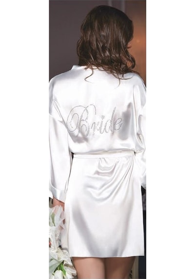 Jeremi 6524 Saten Bride Sabahlık - Ekru Ekru