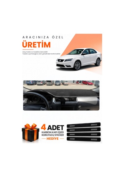 Seat Toledo 2013-2017 Uyumlu Torpido Koruma Örtüsü Oto Kılıfı - Siyah Gri