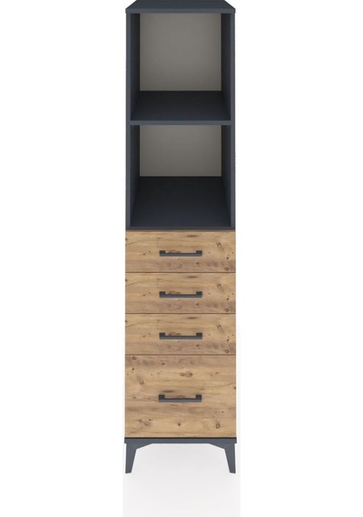 Kronos Dolap 2 Raflı 4 Çekmeceli 44x59x182 Antrasit-çam Antrasit