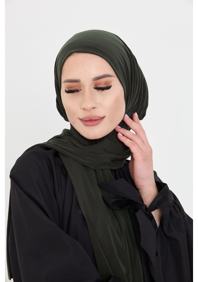 Hürrem Bone Haki Pratik Hazır Geçmeli Tesettür Bone Sandy Boyunluklu Çıtçıtlı 2505 09 Haki