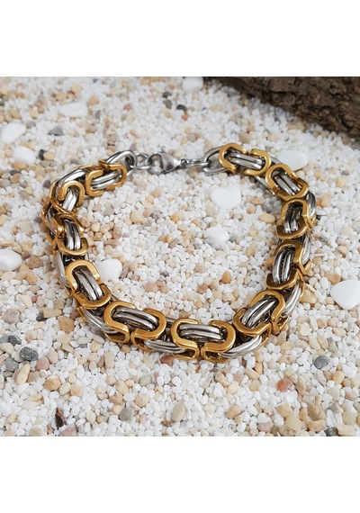 Ehediye Chavin Kalın Kral Model 8 Mm. Gri Çelik Erkek Bileklik Df14Sr Beyaz