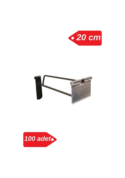20 Cm - 100 Adet Siyah Etiketli Tel Pano Kancası Raf Askısı Siyah