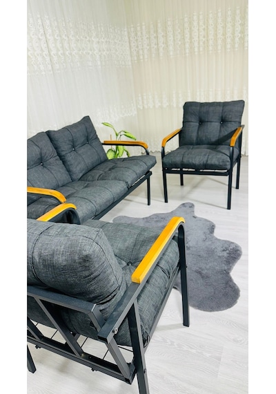 Madame Home Kalanşo Balkon, Bahçe,teras,cafe - Salon - Metal Kanepe Koltuk Takımı Çay Seti 2+1+1 Antrasit Madame Home Kalanşo Balkon, Bahçe,teras,cafe - Salon - Metal Kanepe Koltuk Takımı Çay Seti 2+1+1 Antrasit