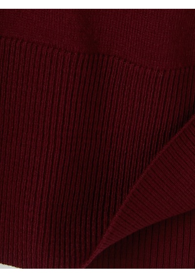 Lc Waikiki Lc Waıkıkı Mürdüm Yarım Balıkçı Yaka Kadın Triko Tunik