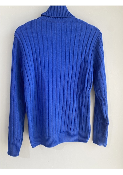 Martino Butik Unisex Balıkçı Yaka Triko Saks Mavi Kazak Saks