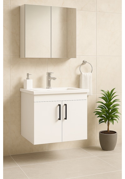 Dmz Home Concept Liventa 65 Cm Mdf Beyaz Banyo Dolabı Takımı Beyaz