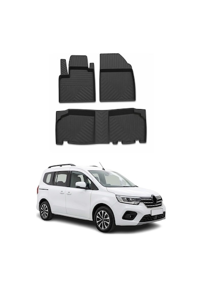 Renault Kangoo 3 2024-2026 Uyumlu 4d Havuzlu Paspas Kauçuk Siyah 3 Parça