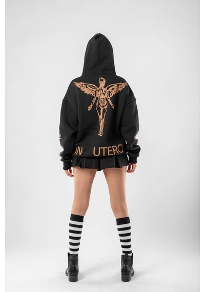 Nirvana Sırt Baskılı Unisex Oversize Beyaz Siyah