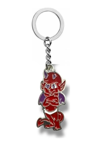 Kırmızı Şeytan Melek Figürlü Unisex Metal Anahtarlık Gotik Tasarım