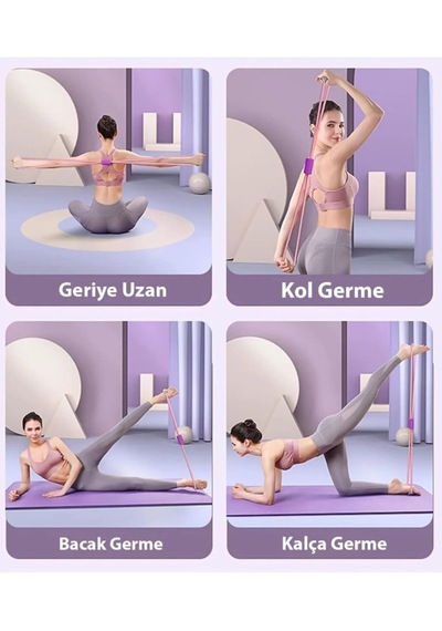 Pembe Pilates Direnç Lastiği İpi Vücut Şekillendirici Kelebek Güç Lastiği Egzersiz Genel