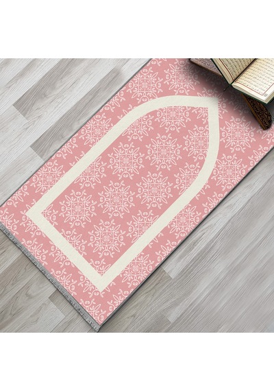 Evaşk Namazlık Dokuma Halı Kaymaz Muslumana Seccade80 x 130 PEMBE EVAŞK608A66