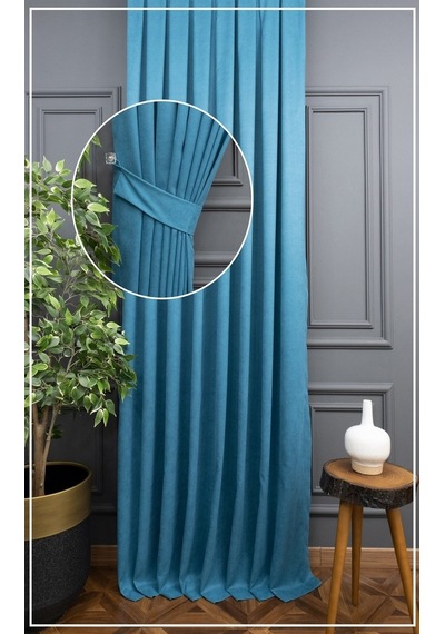 Evdepo Home Deniz Soft Pileli Fon Perde Turkuaz