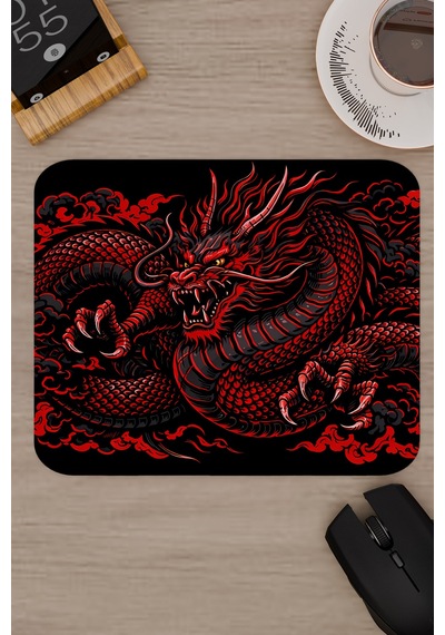 Ejderha Kırmızı V1 22x18 Gaming Kauçuk Kaymaz Taban Mouse Pad Fare Altlığı