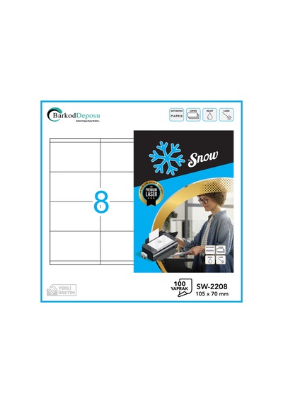 Sw-2208 Snow A4 Lazer Etiket 105 70 Mm