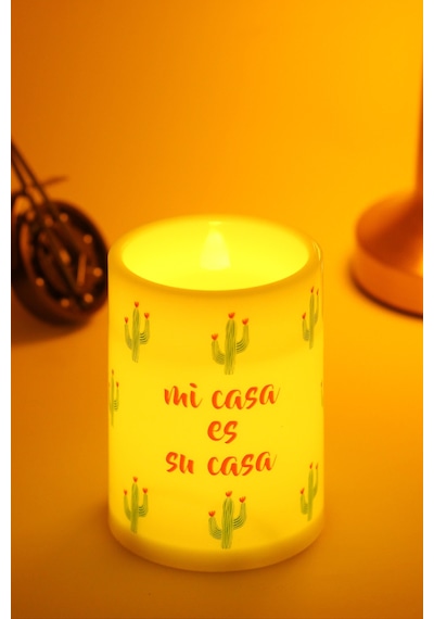 2li Led Mum Kaktüs Bardak Tipi Pilli Dumansız Alevli Dekoratif Yapay Mum Dekor Lambası Işıldak 10 Cm