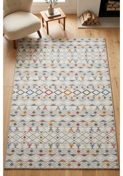 Raschel Carpet Renkli Kilim Modern Yıkanabilir Kaymaz Taban Yıkanabilir Halı Rcmultı Klm 003 Çok Renkli