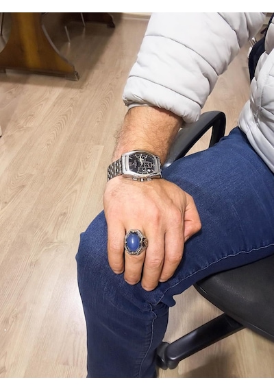 Chalcedon Taşlı Yüzük - 925 Ayar Gümüş Yüzük Gümüş