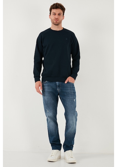 Buratti Streç Pamuklu Relaxed Fit Bisiklet Yaka 2'Li Paket Erkek Sweat 5901210S2 Haki-Lacivert