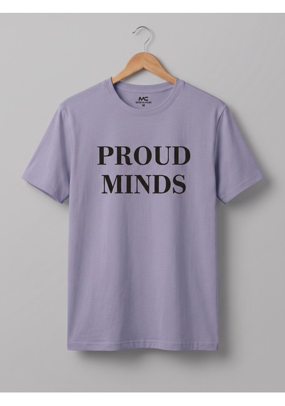Maccali Erkek Lila Proud Minds Baskılı Bisiklet Yaka Bol Kesim Tişört