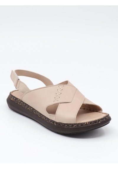 Nesilshoes Nesil Shoes Mns 153 Bej Hakiki Soft Deri Kadın Sandalet