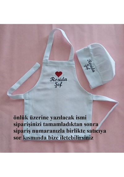Moms And Babies Çocuk Mutfak Ve Etkinlik Önlüğü Su Tutmaz Kumaş Isme Özel 1 - 12 Yaş Beyaz