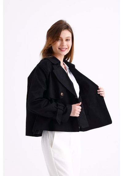 Pastelastore %100 Pamuk Gabardin Astarlı Oversize Geniş Kalıp Kadın Crop Kısa Trençkot 1122 Siyah Pastelastore %100 Pamuk Gabardin Astarlı Oversize Geniş Kalıp Kadın Crop Kısa Trençkot 1122 Siyah