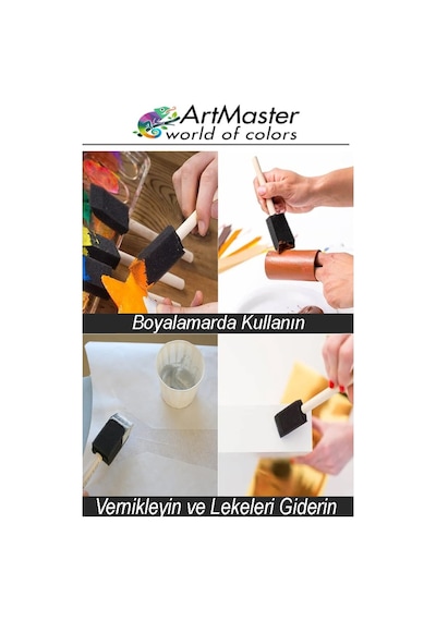 Rulo Ve Kesik Uçlu Sünger Fırça Seti 4 Lü 1 Paket Sanatsal Yağlı Boya Guaj Boya Sulu Boya Akrilik Boya