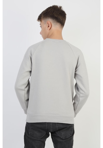 Kanguru Cepli Baskılı Detaylı Erkek Çocuk Sweatshirt-90881 Gri