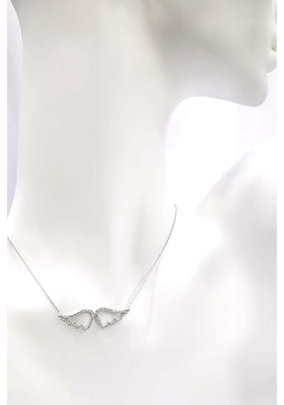 Omar Silver Kadın Melek Kanadı Model Zirkon Taşlı Gümüş Kolye Omr