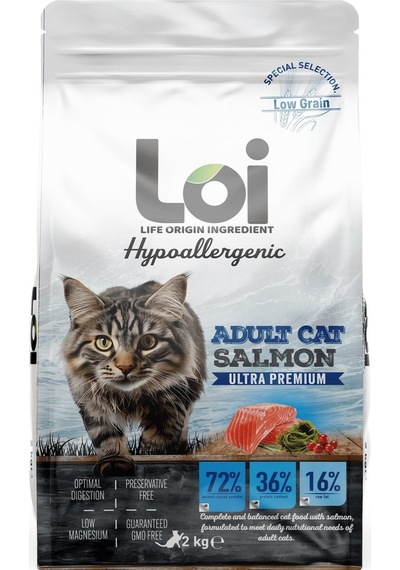 Loi Hipoalerjenik Somonlu Yetişkin Kedi Maması 2 KG