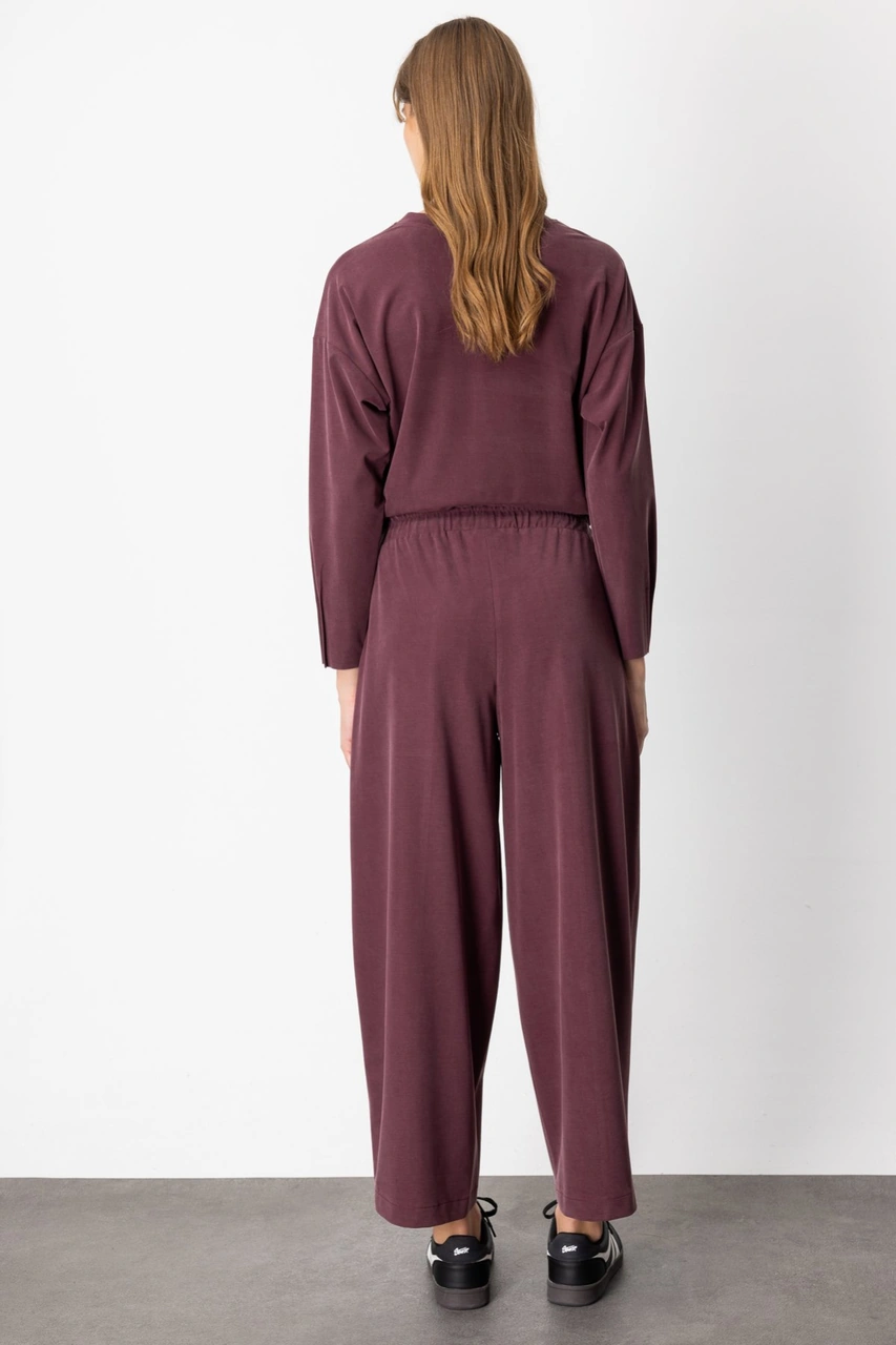 On Kadın Oversize Midi Pantolon - Rahat Ve Şık Günlük Kombin Bordo