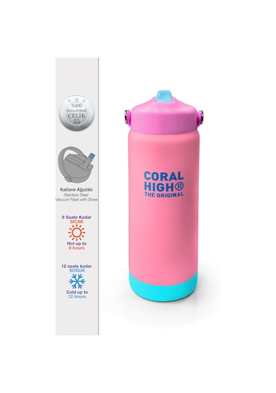 Coral High Pembe Katlanır Ağızlıklı Çelik Termos 650 Ml 38353 Papatya