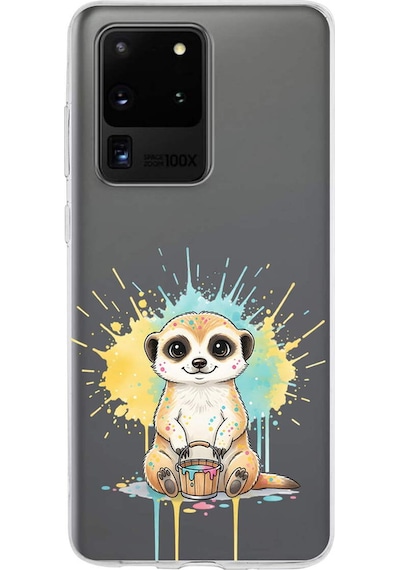 Samsung Galaxy S20 Ultra İle Uyumlu Splash Mirket Tasarımlı Şeffaf Silikon Kılıf Şeffaf