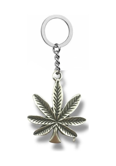 Marijuana Yaprak Figürlü Gümüş Renk Metal Anahtarlık Cesur Ve Özgün Aksesuar