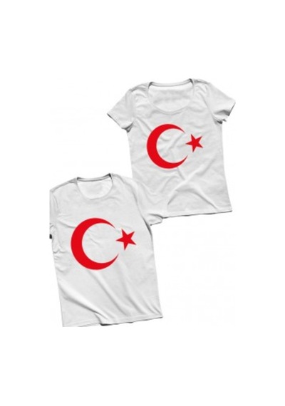 Beyaz Ayyıldız Tişört Çocuk Boy 5-16 Yaş,Kaliteli Penye Kumaş