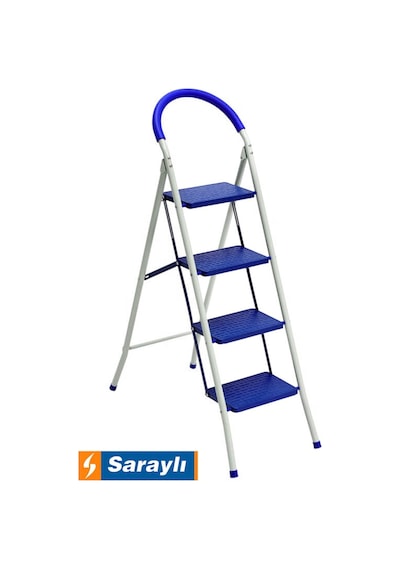 Saraylı Mega Pratik Seyyar Merdiven 4 Basamak - Geniş Basamaklı Mavi