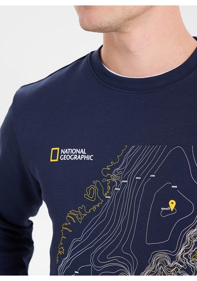 National Geographic Lacivert Erkek Relaxed Baskılı Sweatshirt N6wm-swt4094