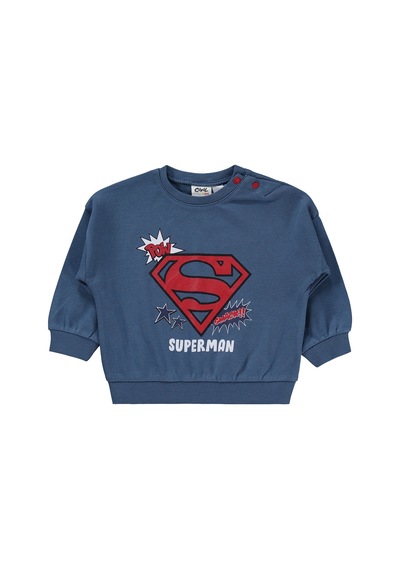 Civil Baby Superman Baskılı 3-18 Ay Takım - Mavi İndigo