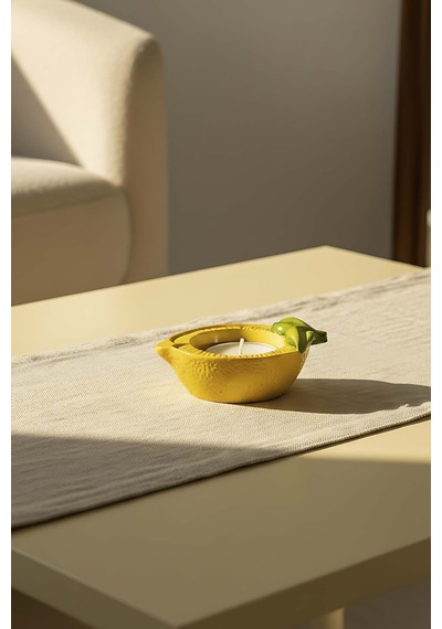 Limon Tasarımlı Dekoratif Sarı Mumluk Sarı