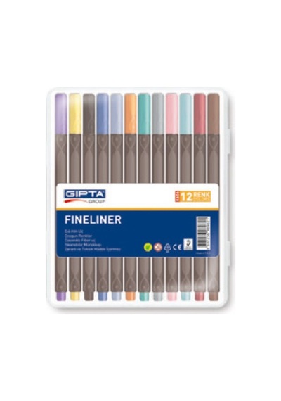 Gıpta Fineliner Keçe Uç Kalem 0.4 Mm Üçgen 12 Renk 4-k606000-5001